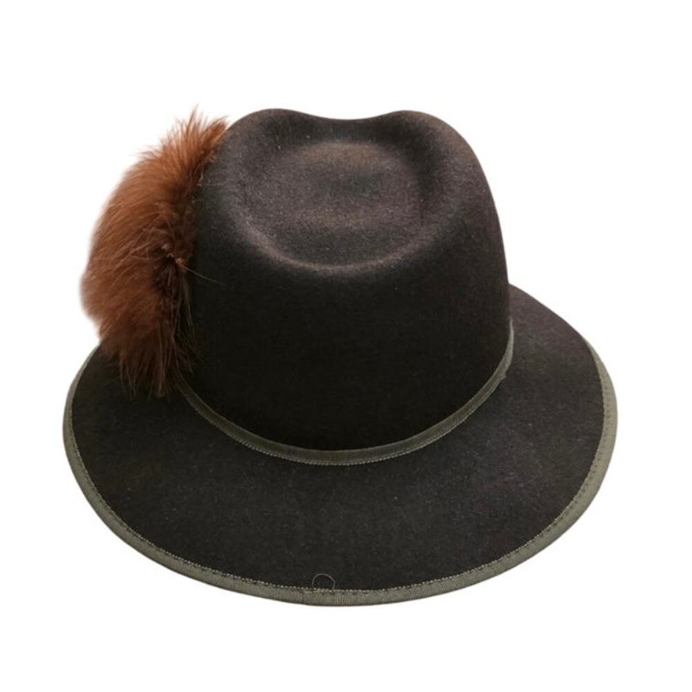 Vintage Betmar Felt Fedora Hat Womens Brown Feather Accent Wool Neiman Marcus - Picture 8 of 9